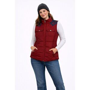 ARIAT vest puffer coat reversible aztec print blue red LARGE outdoor western